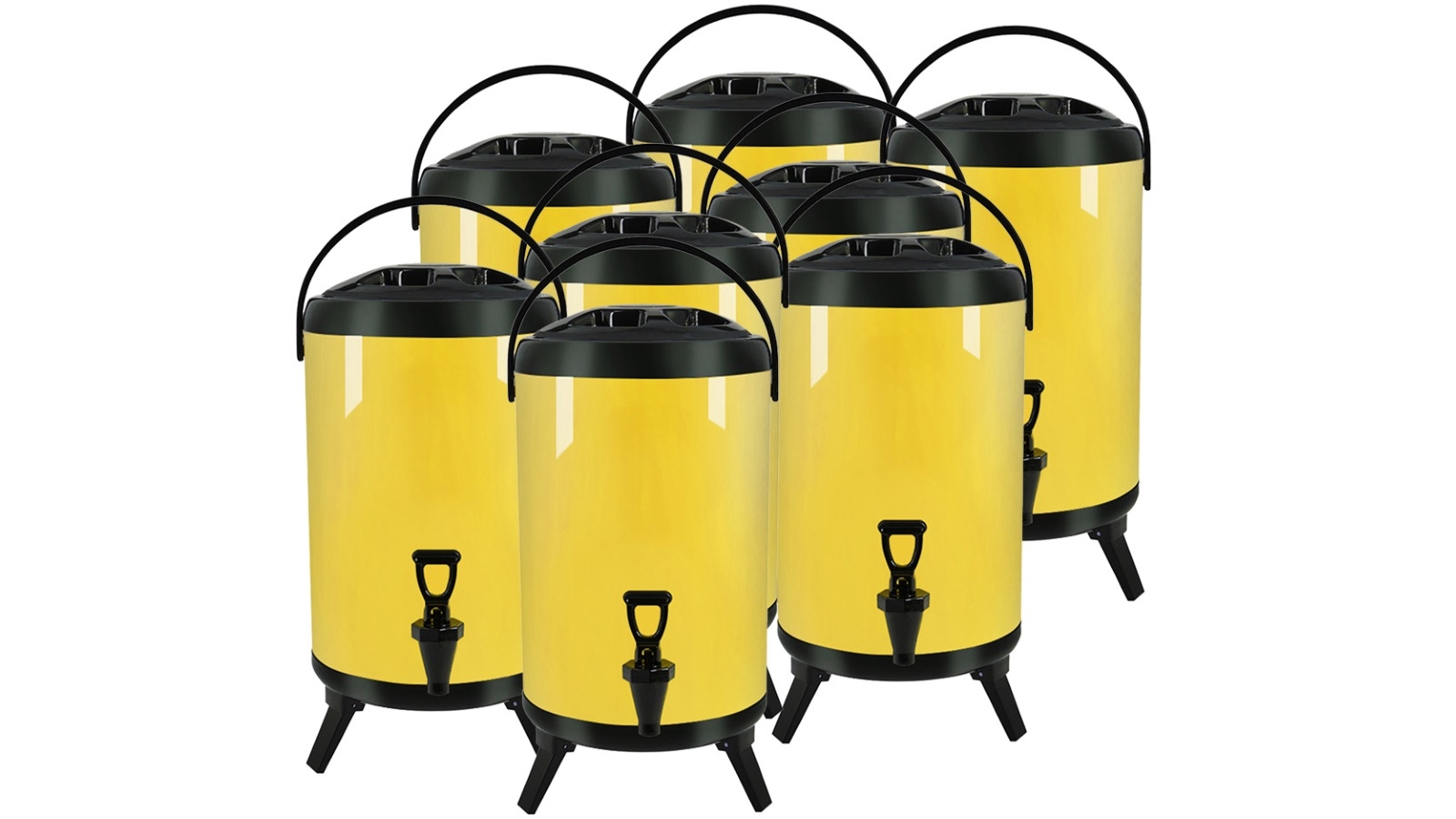 SOGA 8x 12L Stainless Steel Insulated Milk Tea Barrel Hot and Cold Beverage Dispenser Container - Yellow