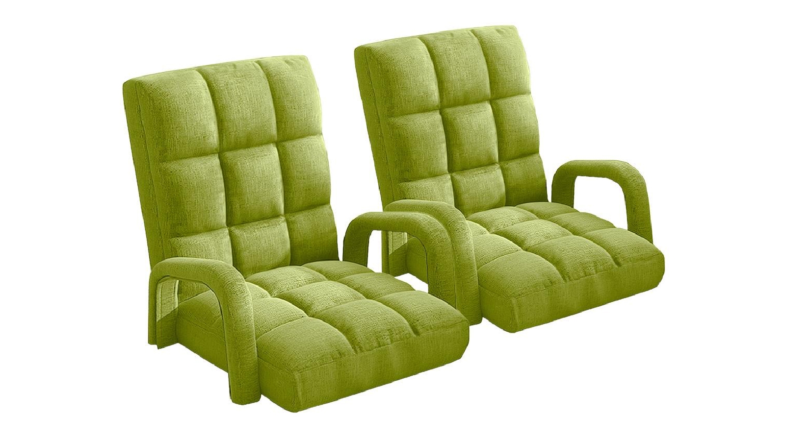 Soga 2x Floor Recliner Lazy Chair with Armrest - Yellow Green