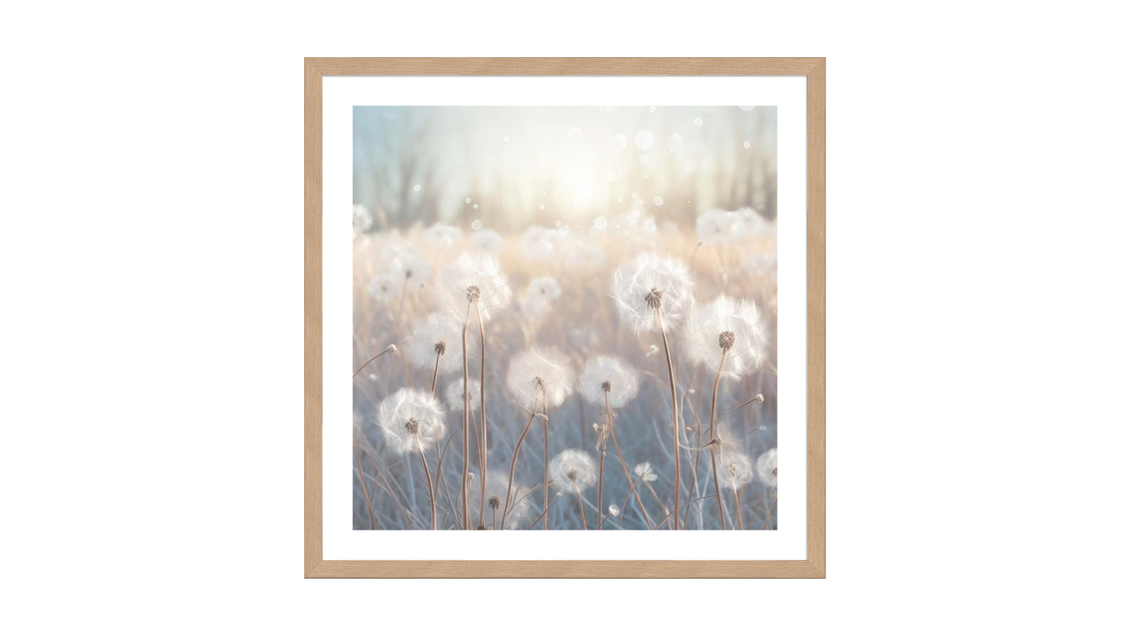 La Grolla Mystical Wild Dandelions II Natural Frame Wall Art - 56 x 56cm