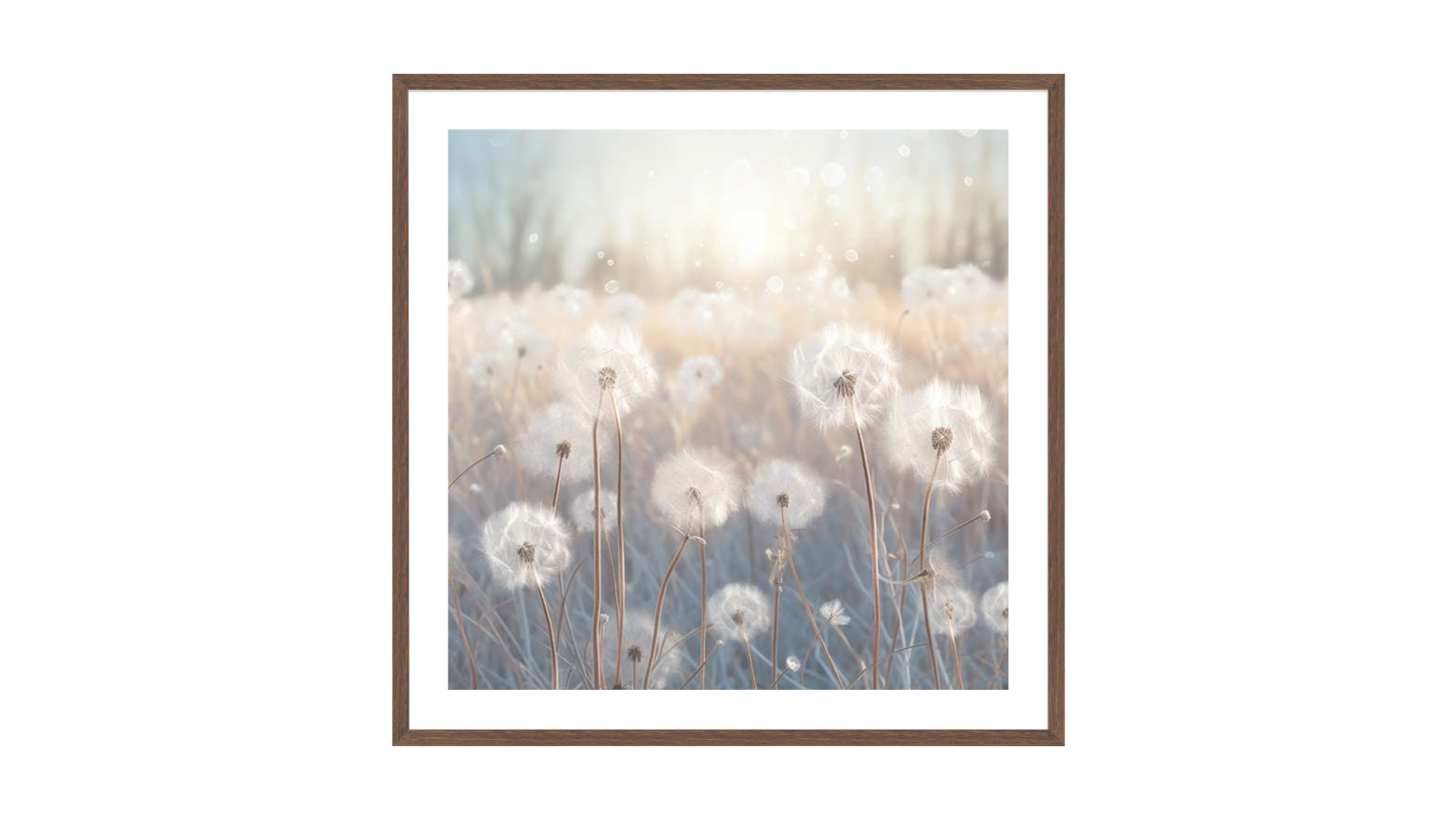 La Grolla Mystical Wild Dandelions II Walnut Frame Wall Art - 54 x 54cm