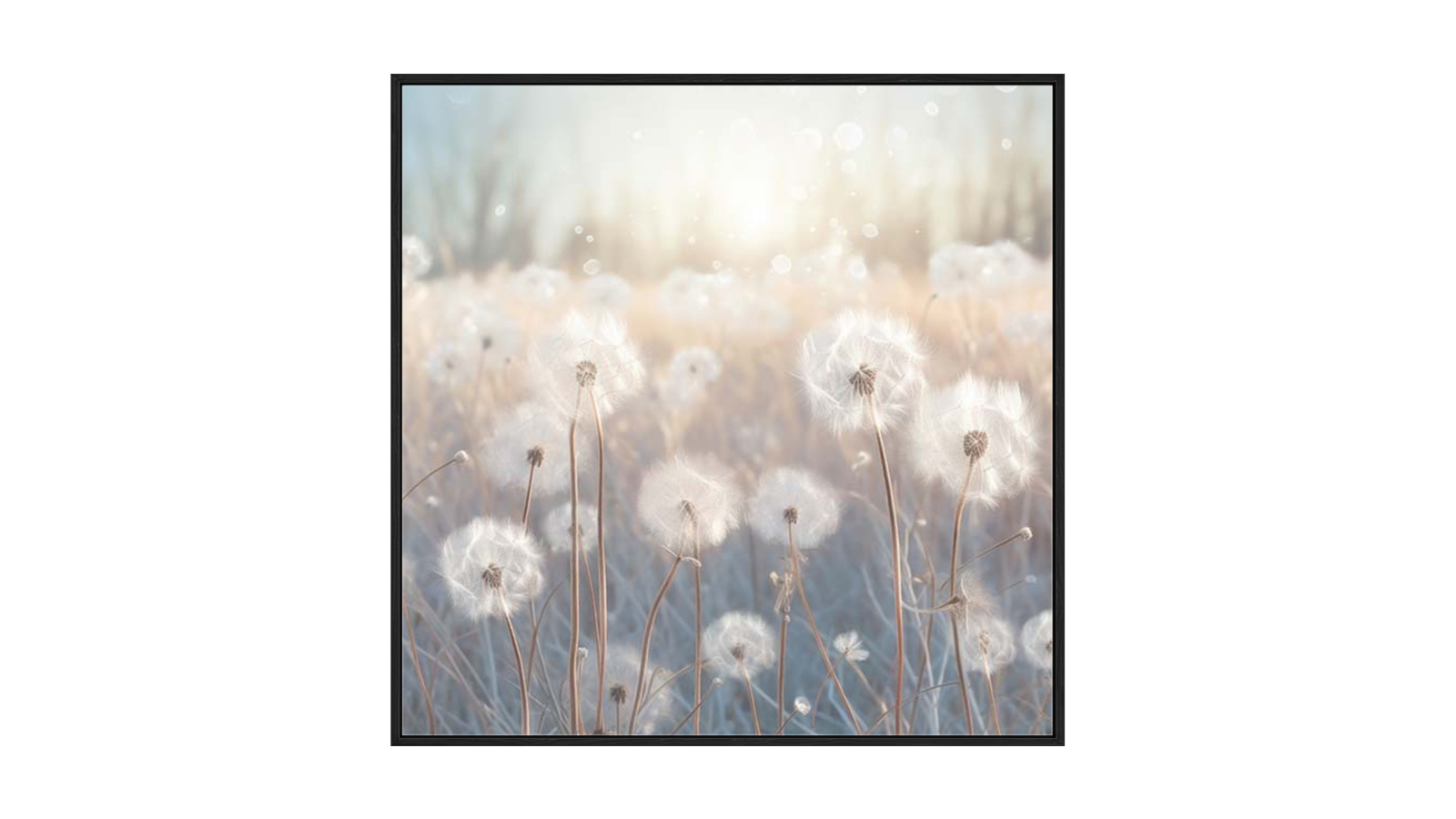 La Grolla Mystical Wild Dandelions II Black Gallery Wall Art - 87 x 87cm