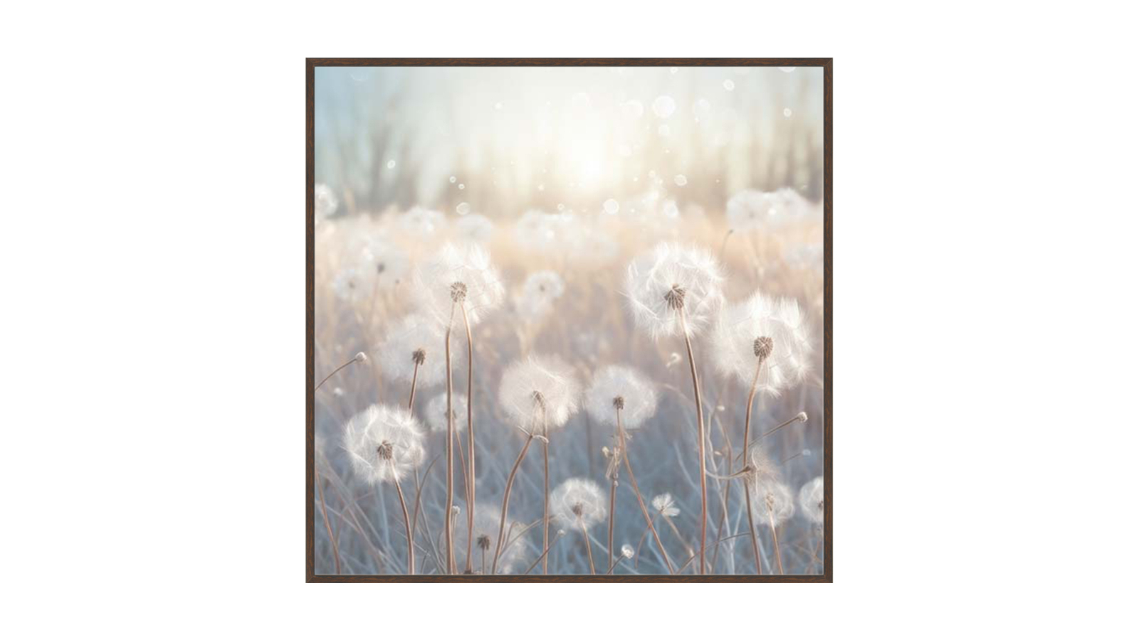 La Grolla Mystical Wild Dandelions II Walnut Gallery Wall Art - 103 x 103cm