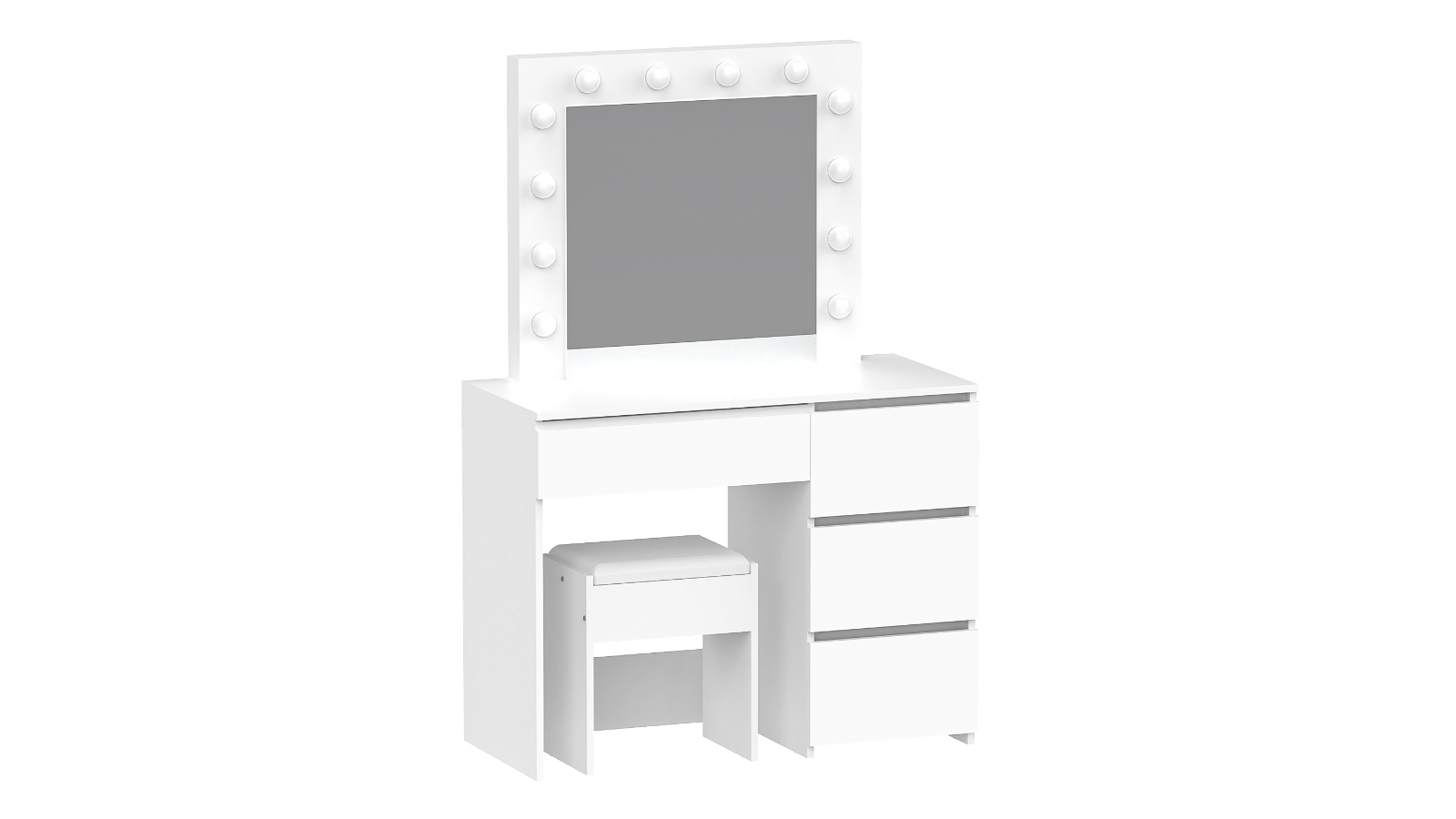 Advwin 12 LED Bulb Dressing Table/Stool Set - White