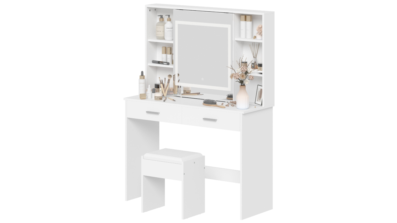 Advwin Dressing Table Stool Set - White