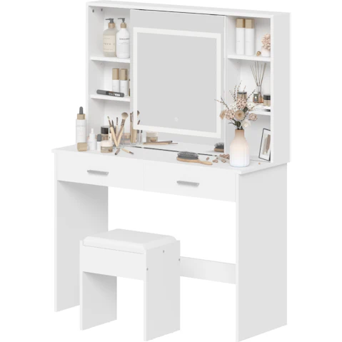 Advwin Dressing Table Stool Set - White
