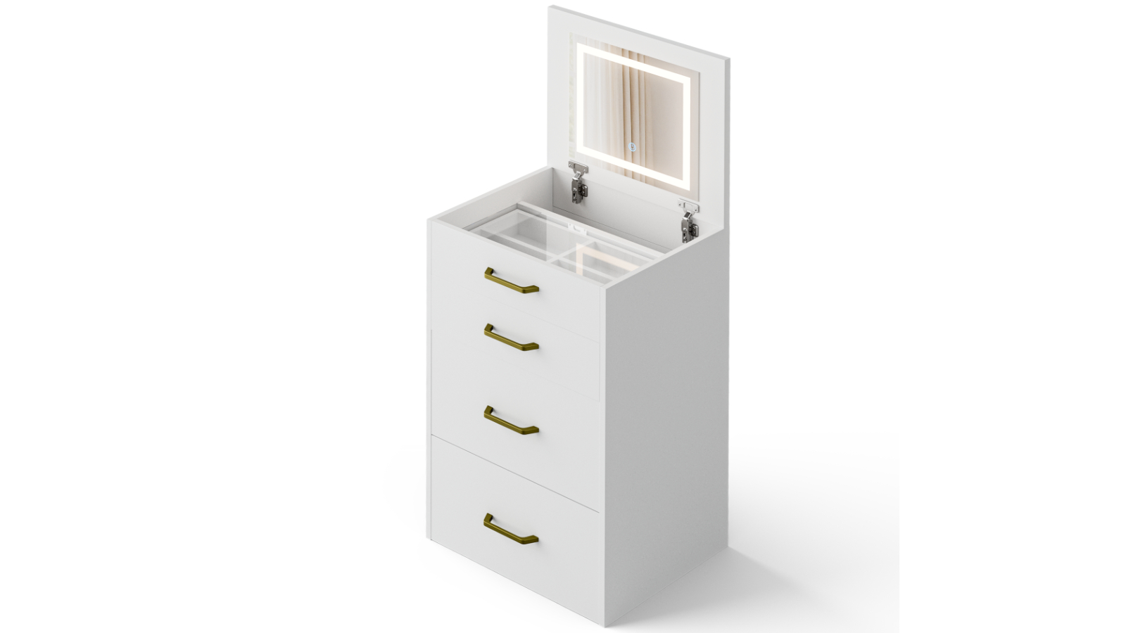 Advwin Dressing Table with Flip-Up Mirror - White