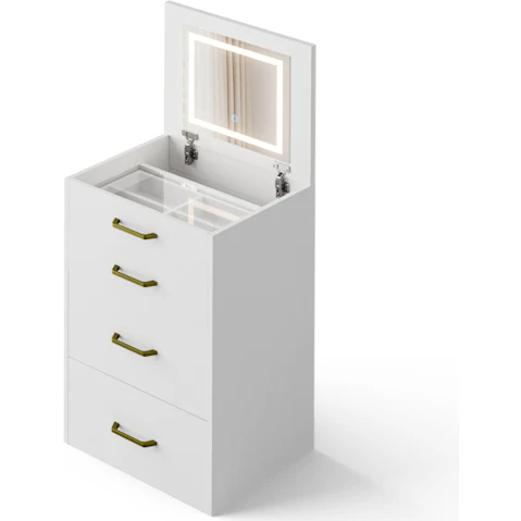 Advwin Dressing Table with Flip-Up Mirror - White