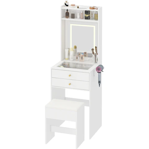 Advwin Dressing Table Set with Mirror - White