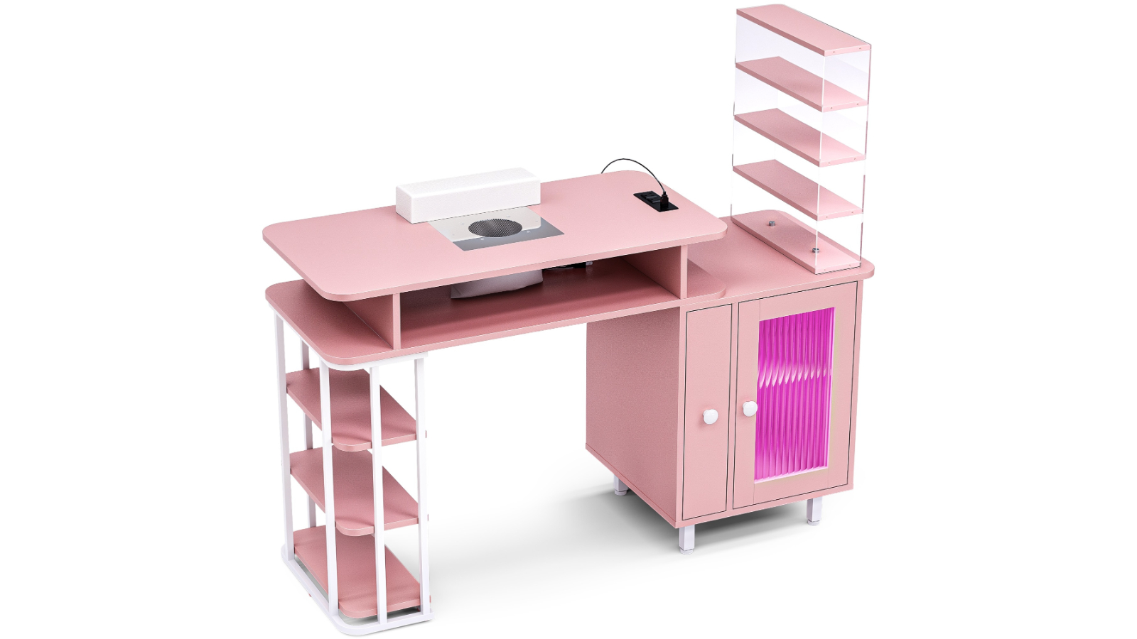 Advwin Manicure Nail Table with Dust Collector - Pink