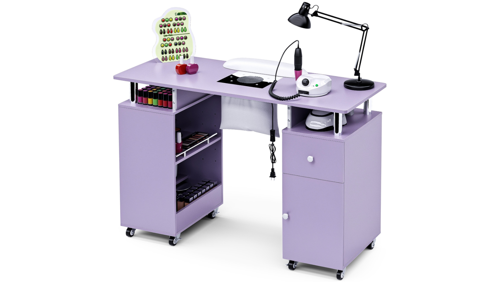 Advwin Nail Tech Manicure Table with Dust Collector - Purple