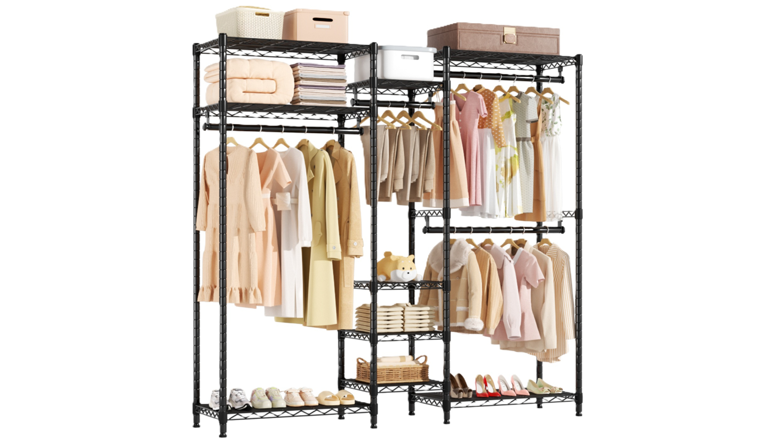 Advwin Portable Wardrobe with Adjustable Closet Rack