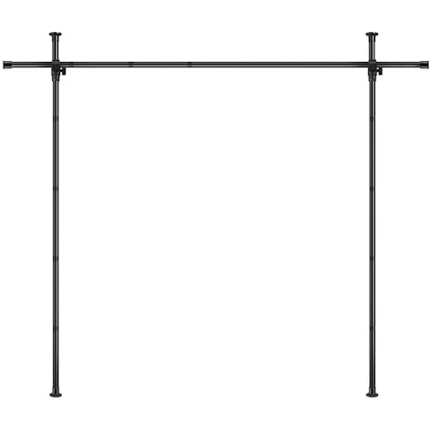 Advwin L-Shape No-Drill Room Divider Curtain Rod Adjustable Floor to Ceiling Partition - Black