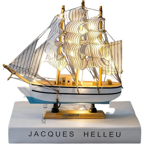 NNEOBA Handcrafted Wooden Sailboat Model - 23cm
