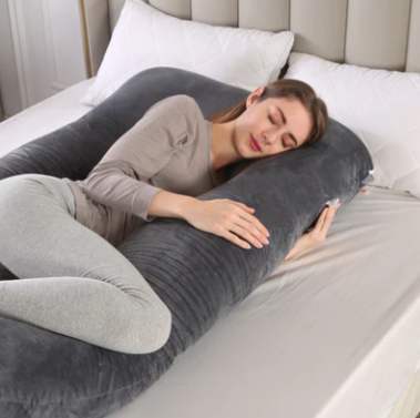 Advwin Dark Grey U-Shaped Full Body Support Pregnant Pillow