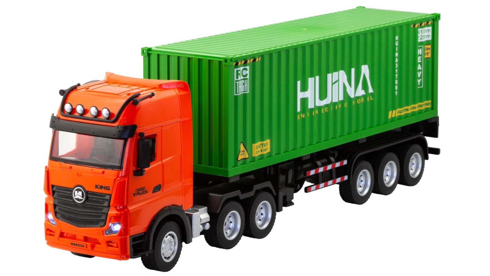 Gem Toys 1:18 Scale 9 Channel Alloy Remote Control Container Truck with Lights and Sound