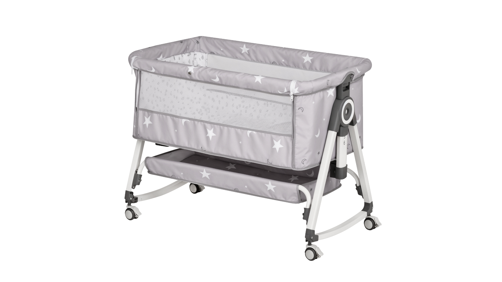 Advwin 3-in-1 Adjustable Height Baby Bassinet with Mattress and Mosquito Net - Light Grey