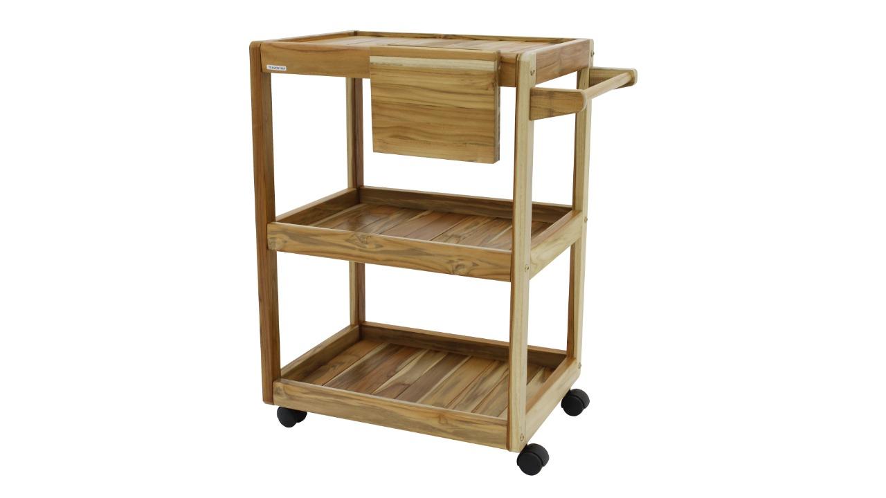 Tramontina BBQ Serving Cart in Teak Wood