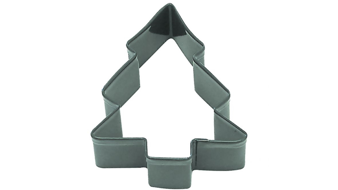 R and M 9cm Snow Covered Tree Polyresin Coated Steel Cookie Cutter - Green