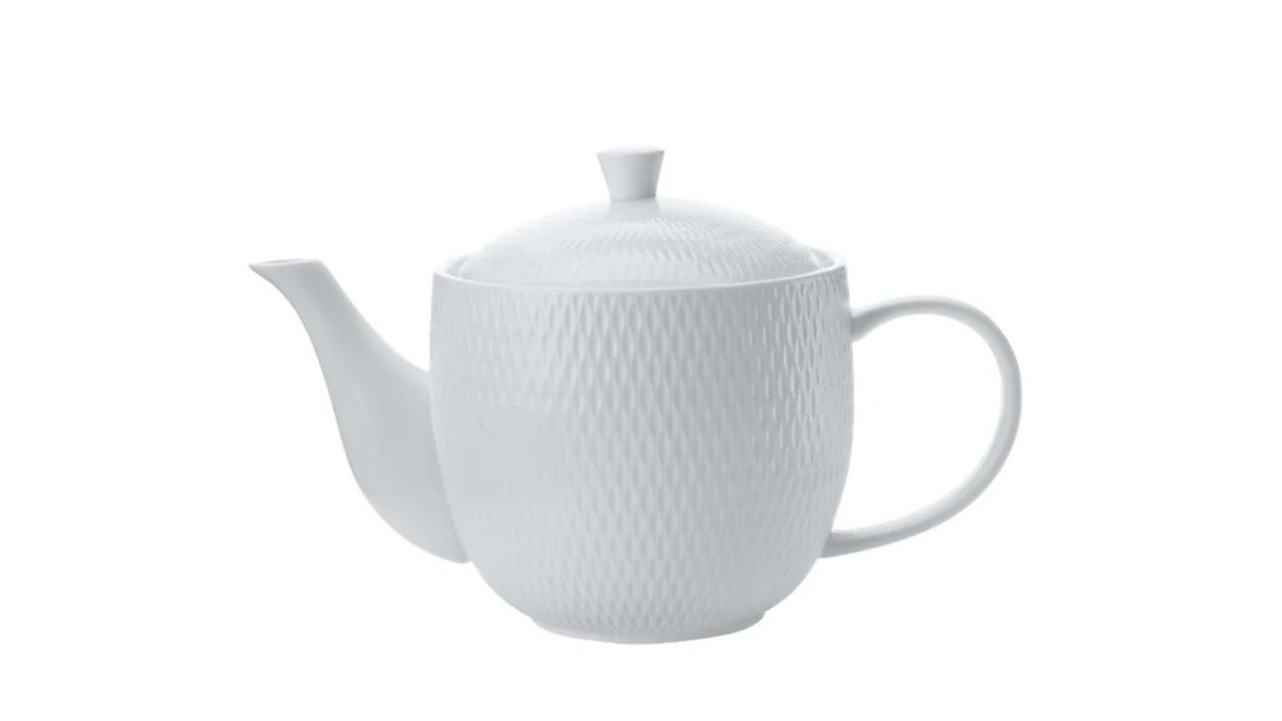 Maxwell and Williams White Basics Diamonds Porcelain Teapot with Round Handle - 800ml