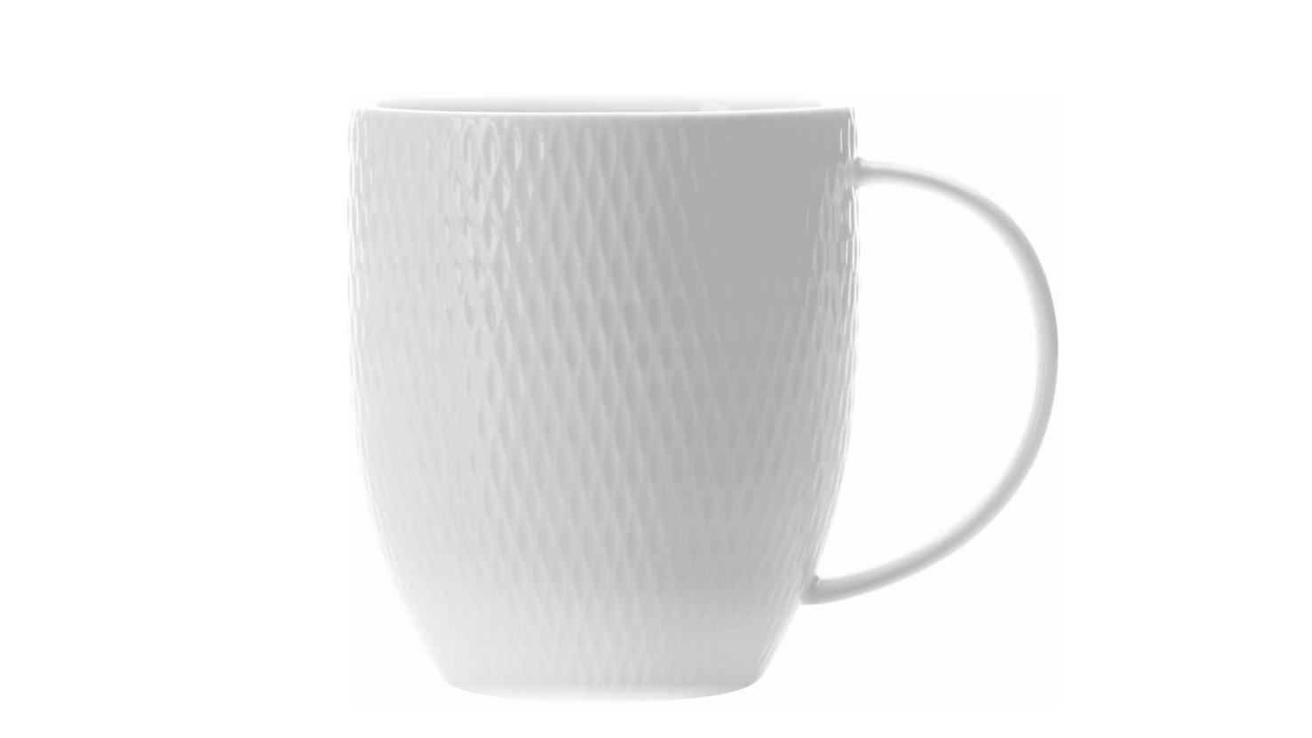 Maxwell and Williams 370ml Porcelain Basics Diamonds Coupe Mug - White