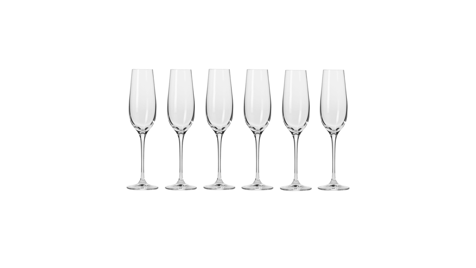 Krosno 6 Piece 200ml Harmony Stemmed Champagne Glass Flute Set - Clear