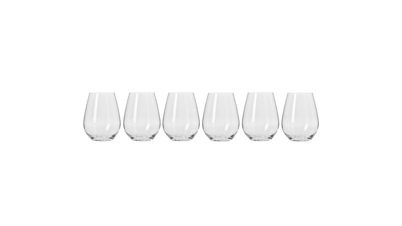 Krosno 6 Piece Clear 440ml Harmony Stemless Wine Glass Drinkware/Glassware Set