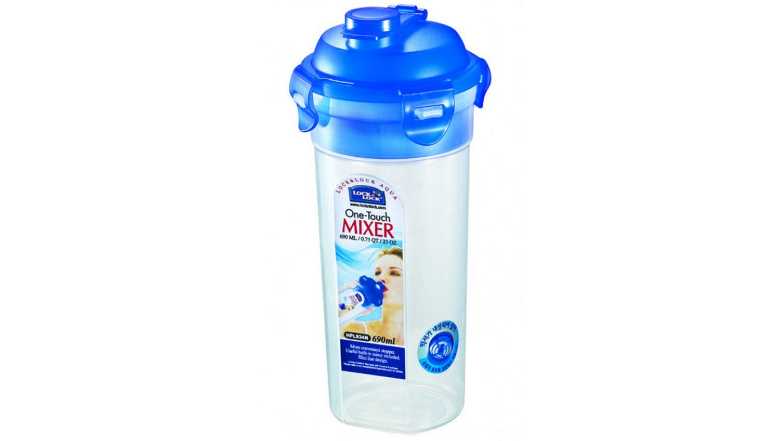 Lock & Lock Classic 690ml One Touch Mixer Round Bottle - Blue