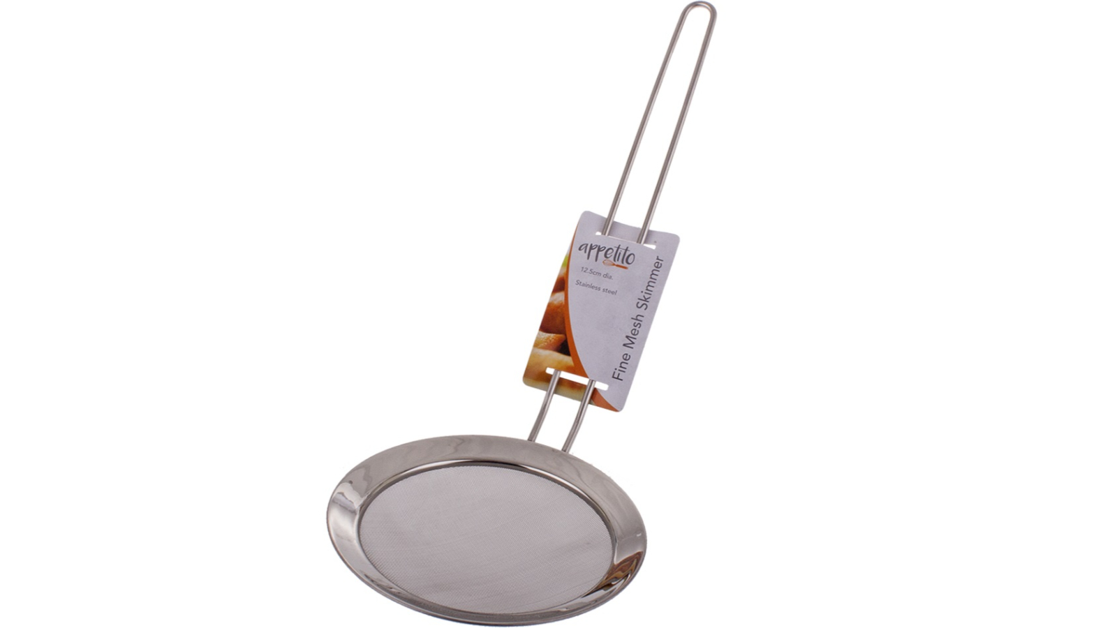 Appetito Stainless Steel Fine Mesh Skimmer Kitchen Cooking Utensil - 12.5cm
