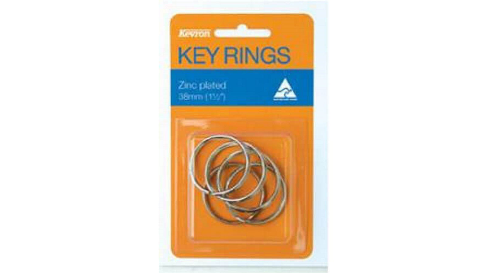 Kevron Pack of 5 Zinc Plated Key Rings - 38mm