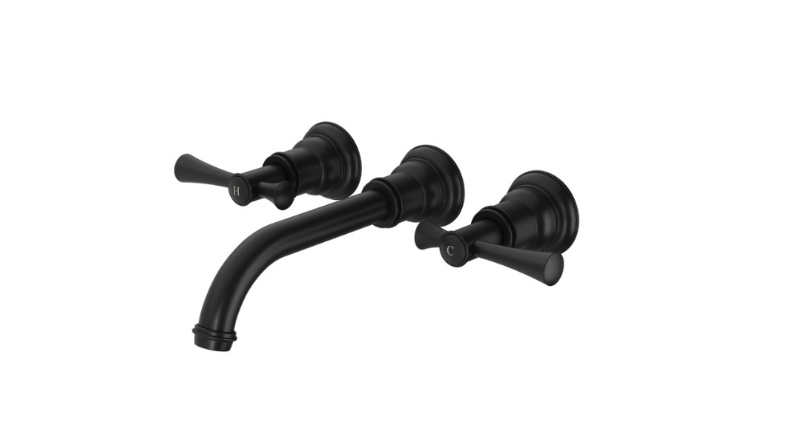 Phoenix Cromford 180mm Lead-Free Wall Basin/Bath Set - Matte Black