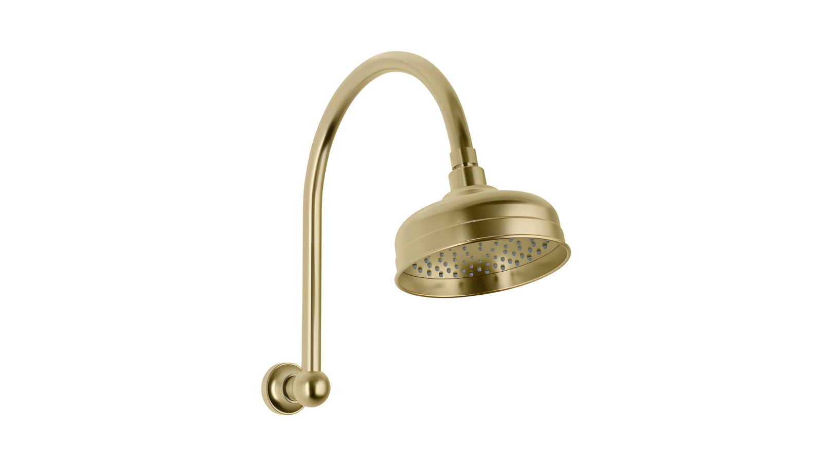 Phoenix Cromford High-Rise Shower Arm and Rose 210mm - Brushed Gold 