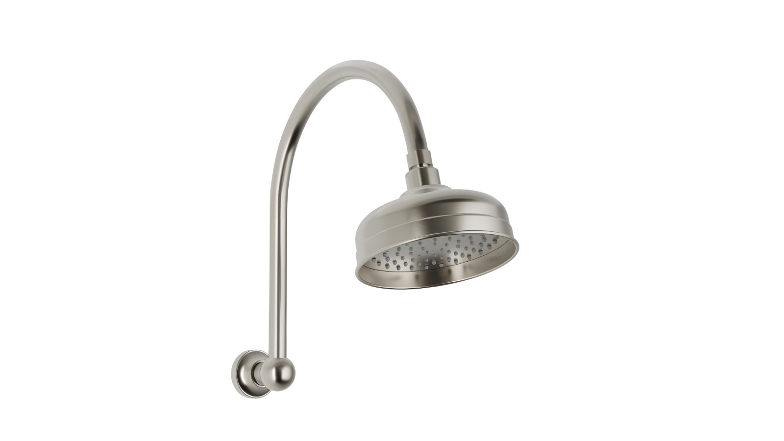 Phoenix Cromford High-Rise Shower Arm and Rose 210mm - Brushed Nickel 
