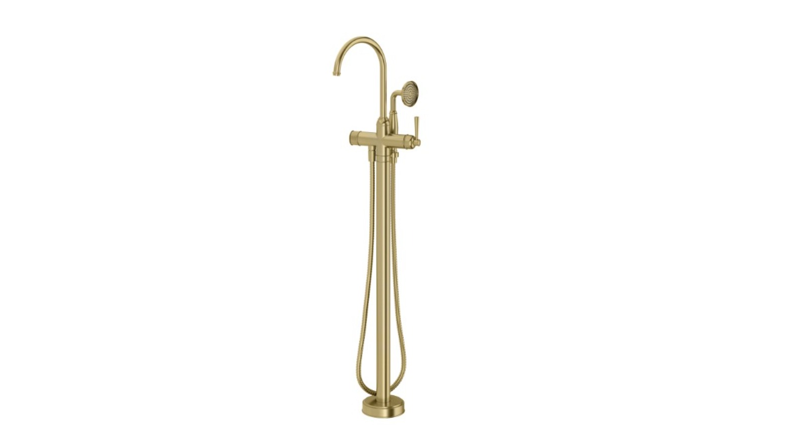 Phoenix Cromford Floor Mounted Bath Mixer with Hand Shower - Brushed Gold
