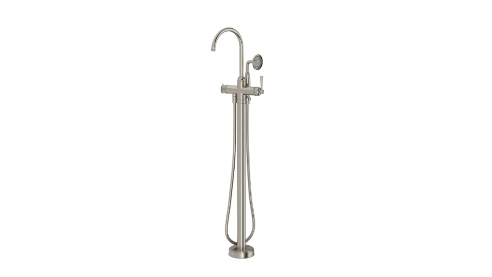 Phoenix Cromford Floor Mounted Bath Mixer with Hand Shower - Brushed Nickel