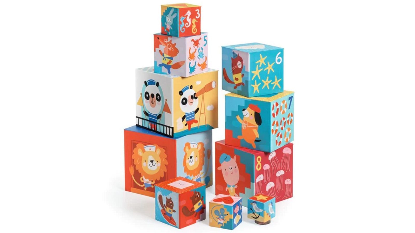 Djeco 10 Piece Stackable Blocks Beach Harvey Norman
