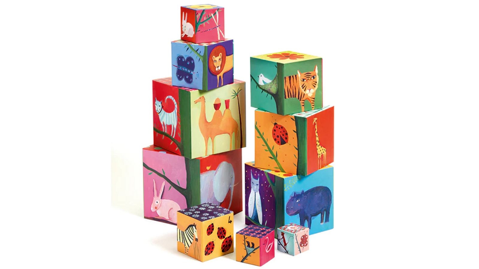 Djeco 10 Pieces Stackable Blocks Nature & Animal Harvey Norman