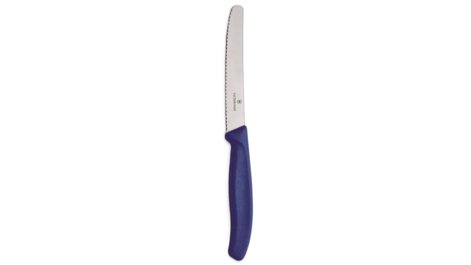 Victorinox 11cm Tomato/Sausage Round Tip Wavy Edge Knife - Blue