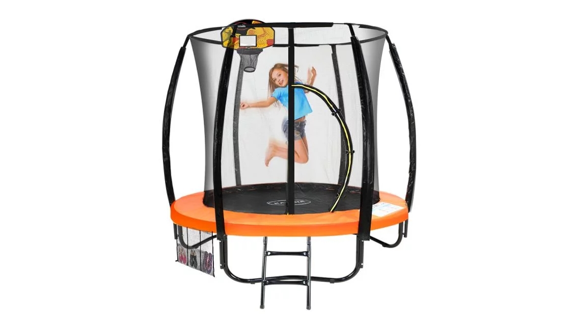Kahuna 6ft Trampoline with Basketball Set - Orange