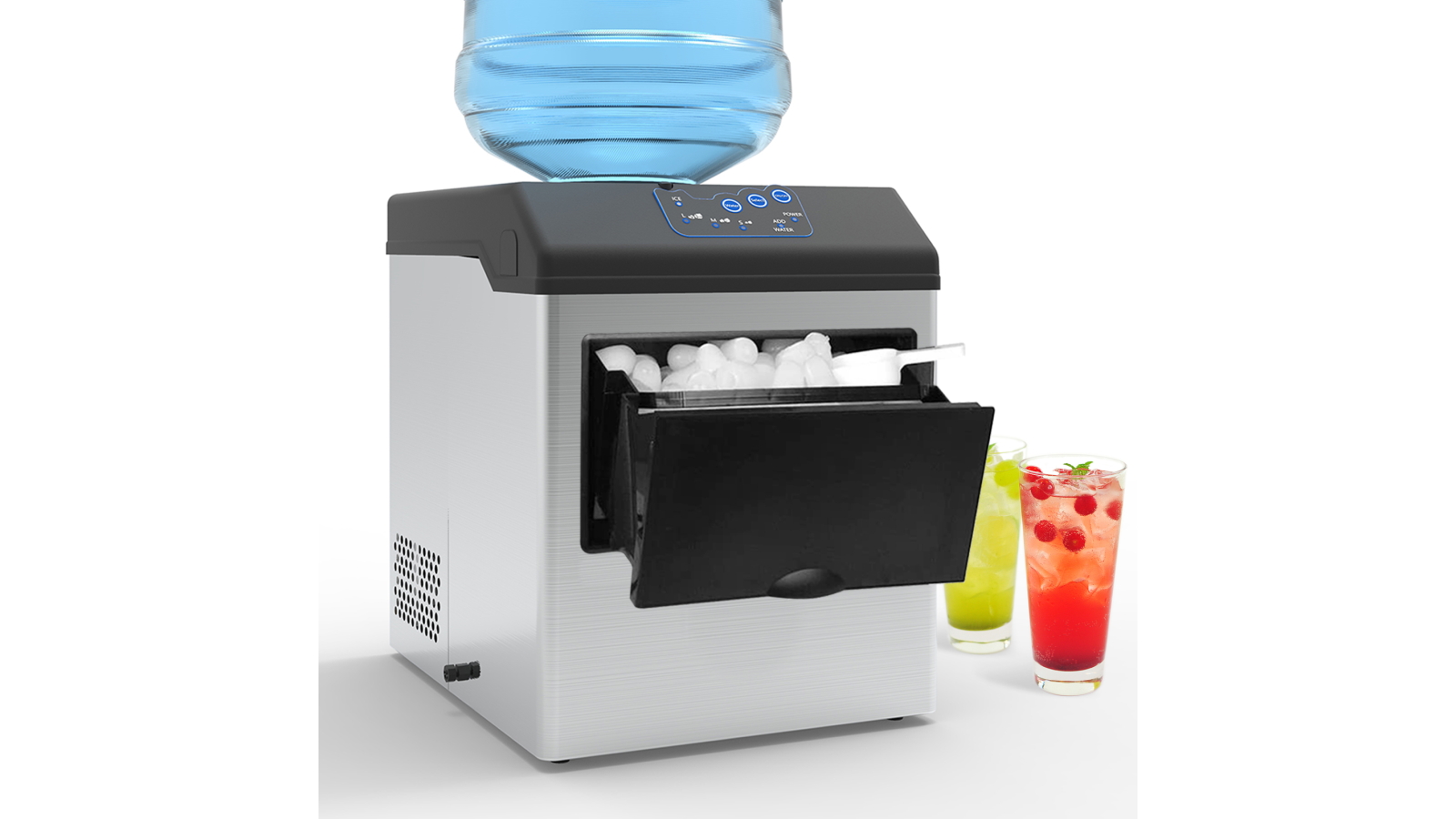 Advwin 2-in-1 Ice Cube Maker and Water Dispenser - Silver