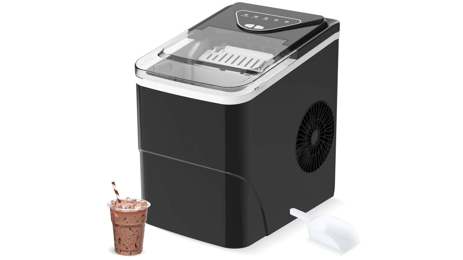 Advwin 12kg Ice Maker Self-Cleaning Ice Machine - Black