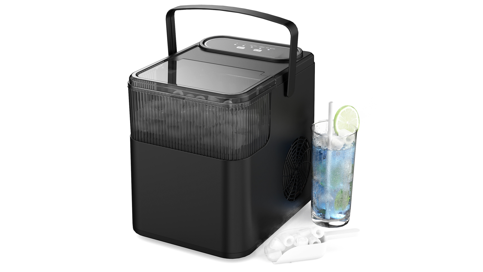 Advwin 12kg Portable Ice Maker with Self-cleaning - Black