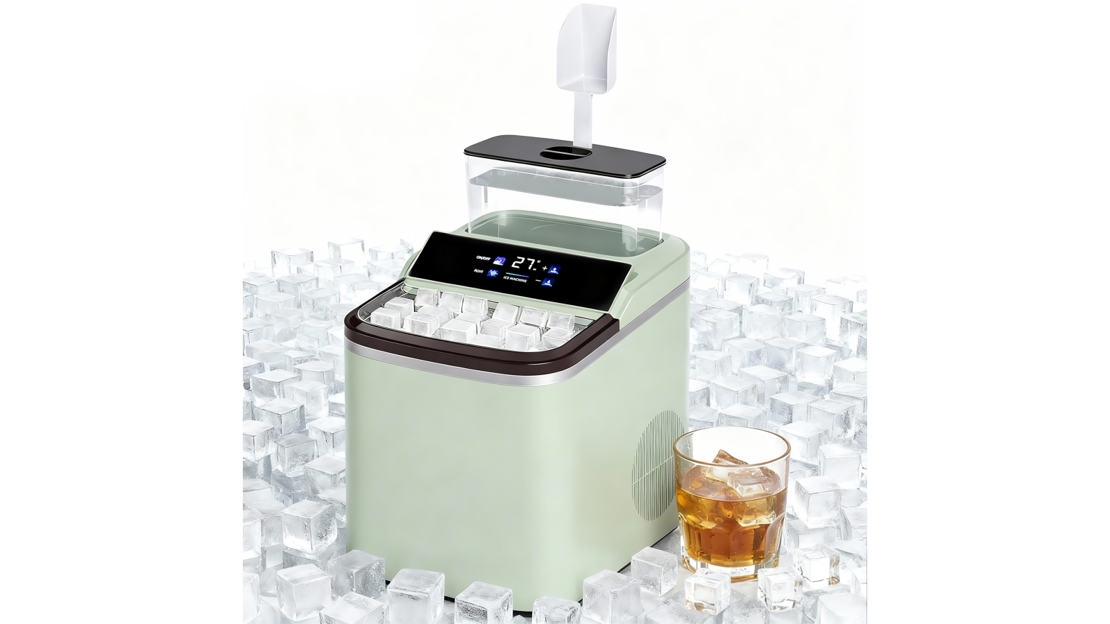 Advwin 16kg Portable Ice Maker with Timer and Adjustable Ice Thickness ...