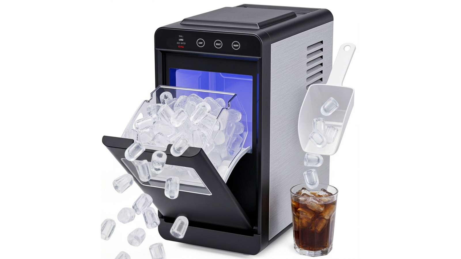 Advwin 12kg Countertop Bullet-Shaped Ice Maker - Black