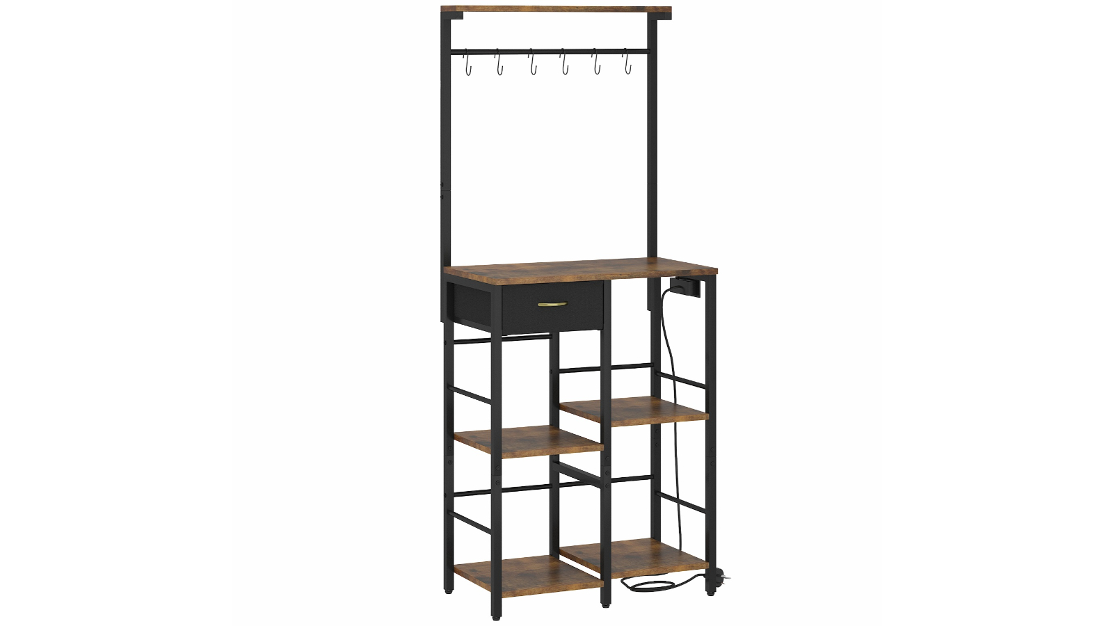 Advwin 5-Tier Coffee Bar Station with Storage Drawer - Rustic Brown