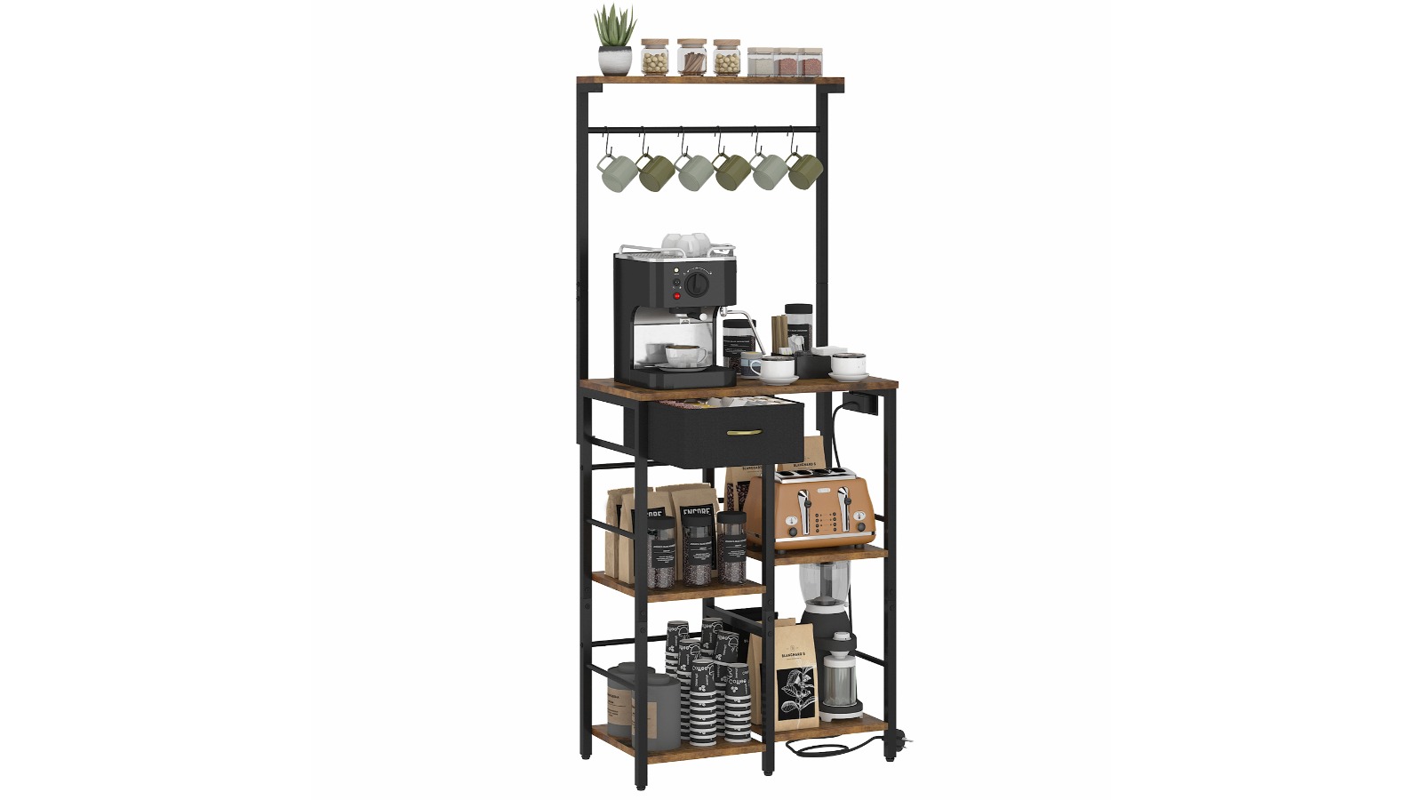 Advwin 5-Tier Coffee Bar Station - Brown