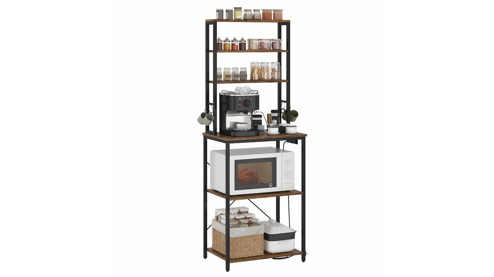 Advwin 6-Tier Rustic Brown Baker Rack - 60 x 40 x 165cm