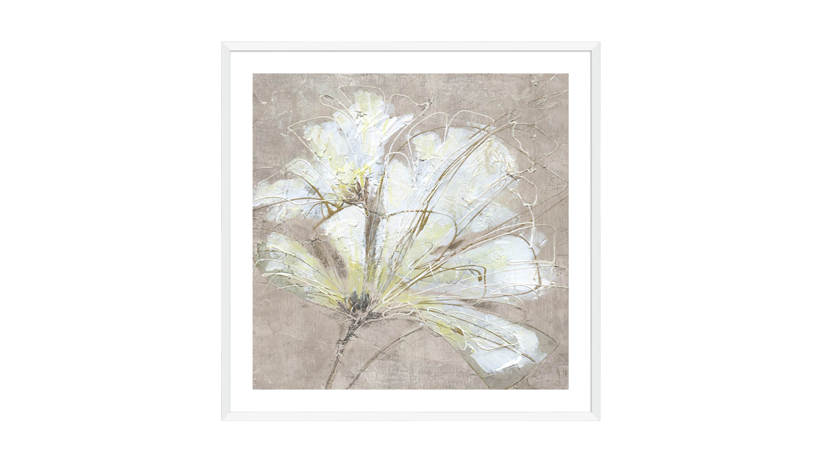 La Grolla White Flowers I White Frame Wall Art - 94 x 94cm