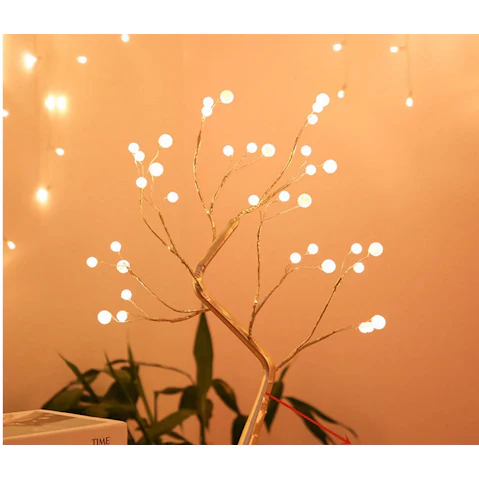 NNEOBA LED Night Lights Mini Christmas Tree Table Lamp Garland Fairy String Light - Warm White