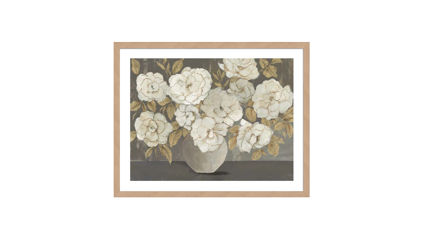 La Grolla White Golden Bouqet Natural Frame Wall Art - 76 x 61cm