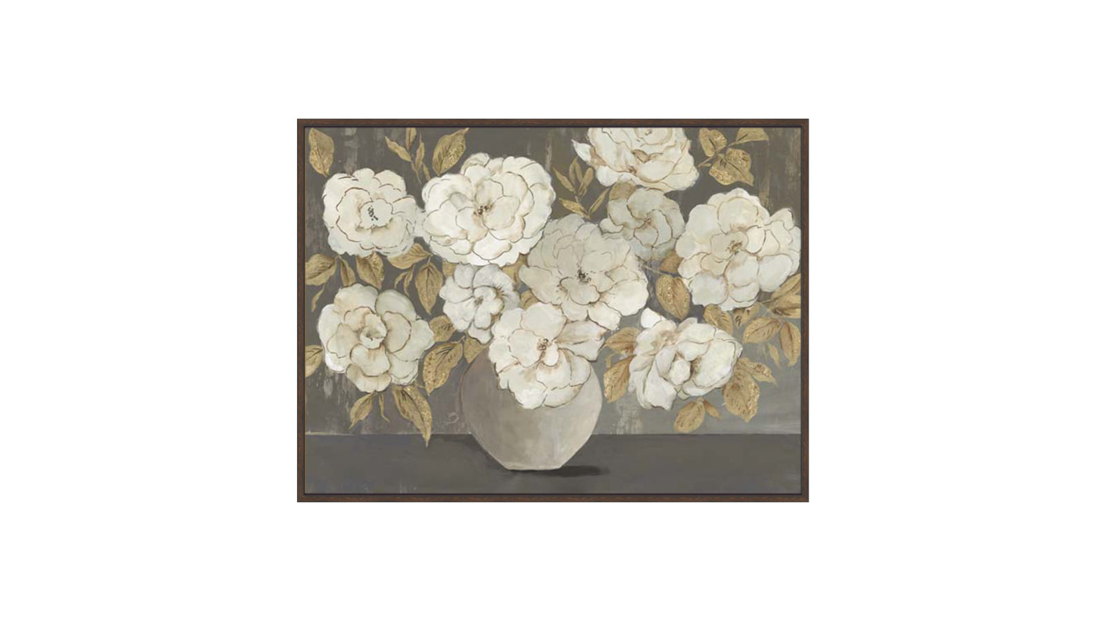 La Grolla White Golden Bouqet Walnut Gallery Wall Art - 123 x 93cm